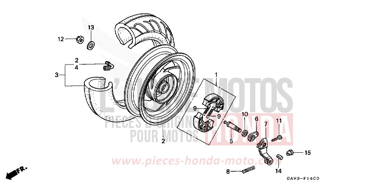 HINTERRAD von CB1300 Super Bold'or ABS PROCYON RED METALLIC (R203) von 1995